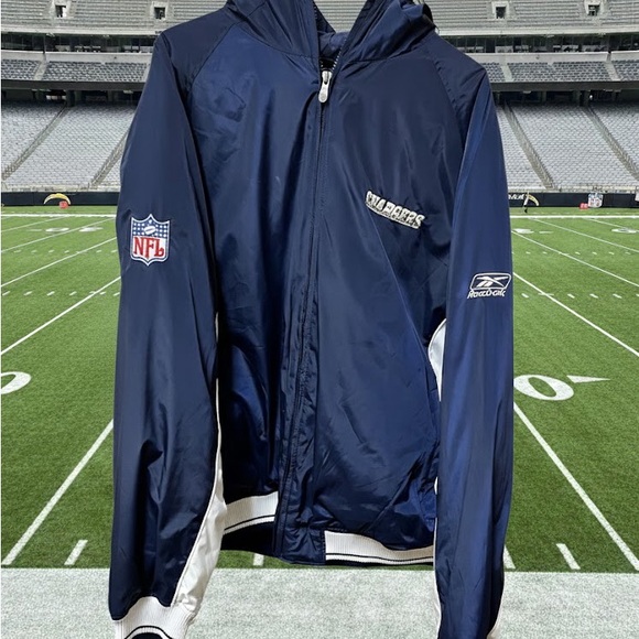 Reebok Navy Blue/White San Diego Chargers Heavyweight On Field Authentic Jacket